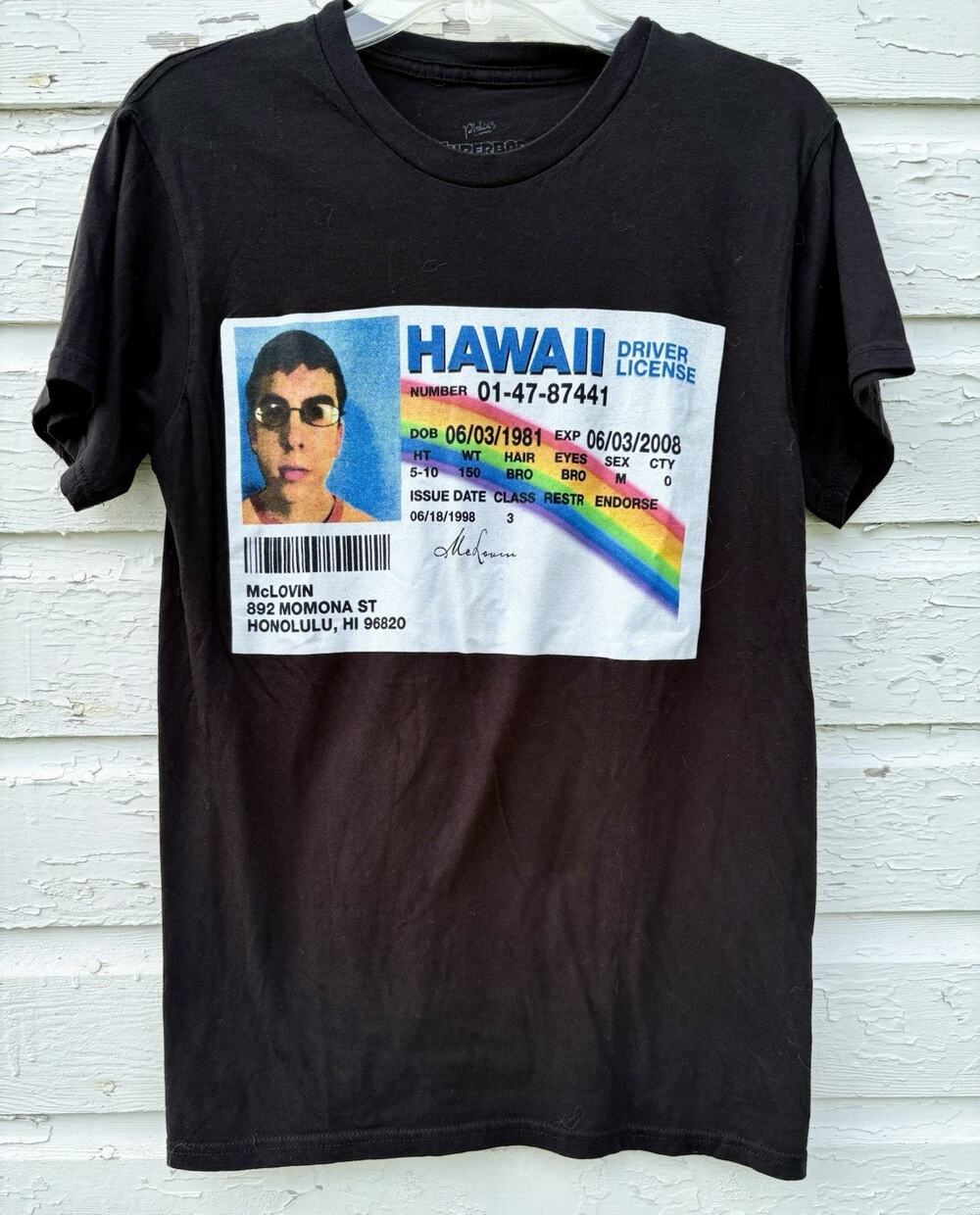 Superbad McLovin Black Graphic Tshirt Drivers License Geek Costume